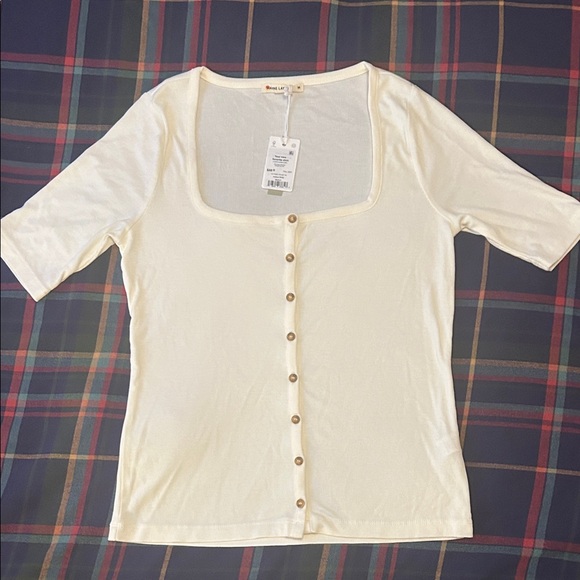 Marine Layer Tops - Marine Layer Lexi Button Through Square Neck Top